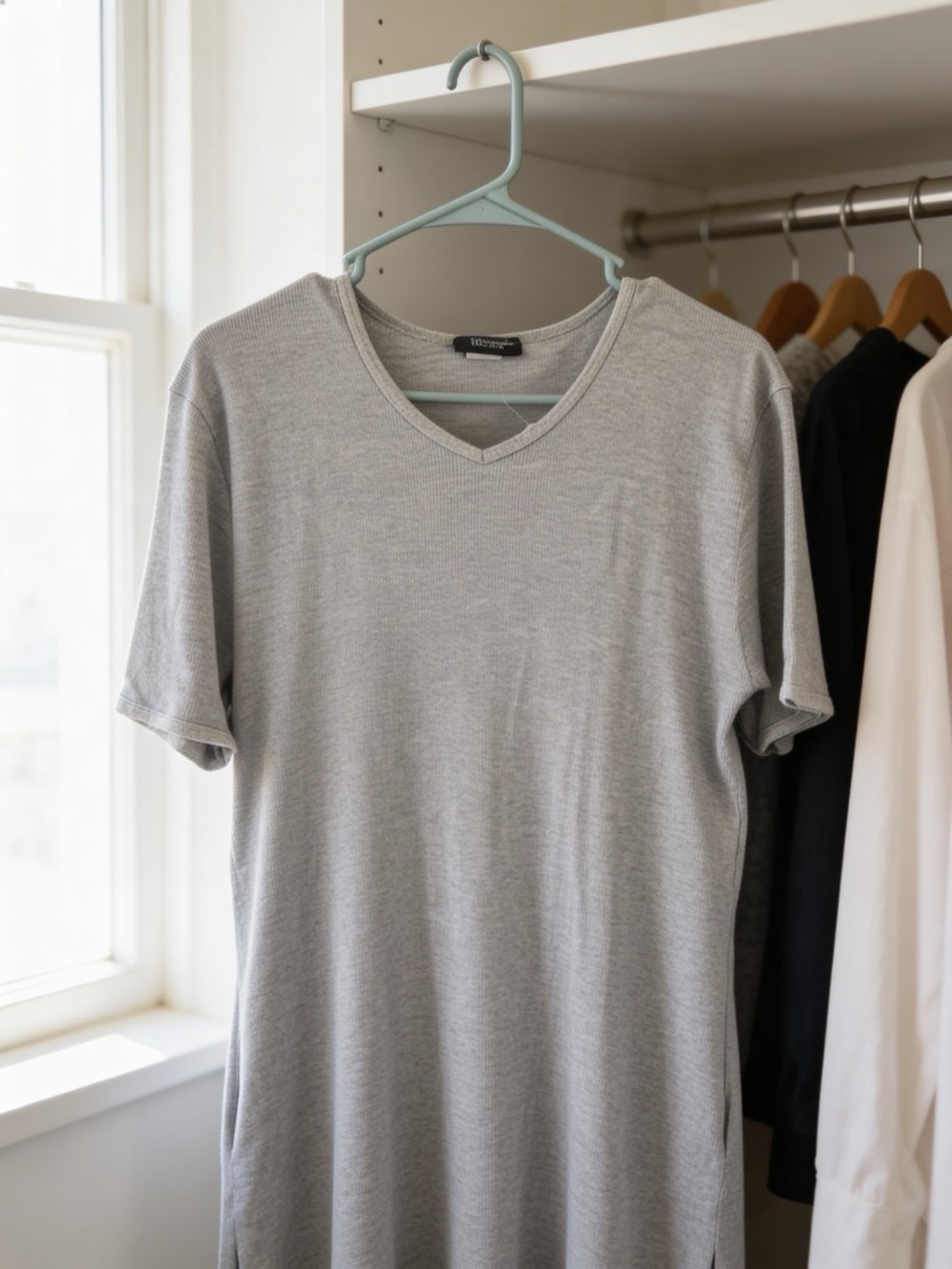 Hugo Boss Light Gray V-Neck Knit Dress